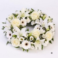 Rose and Lily Wreath   White *