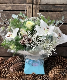 FROSTY Christmas Hand tied Bouquet