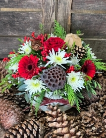 RUSTIC Christmas Hatbox Arrangement
